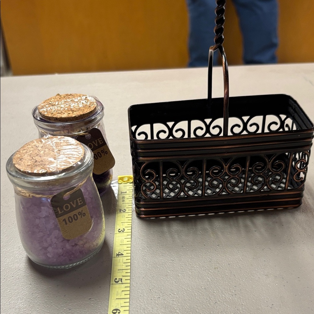 Black Metal Bath Caddy with Handle